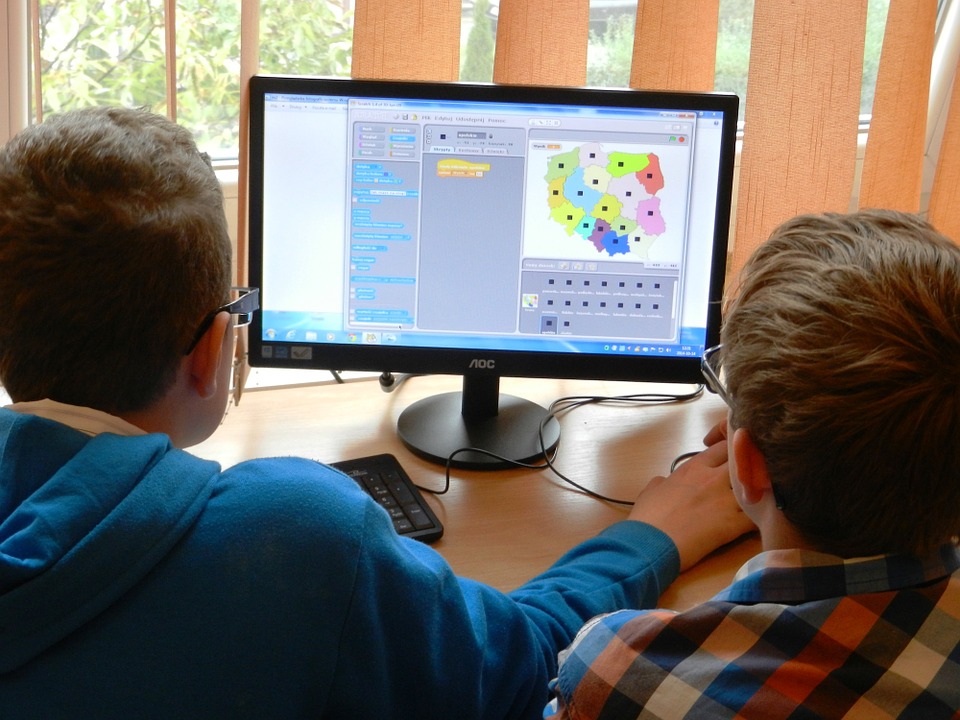 student using computer